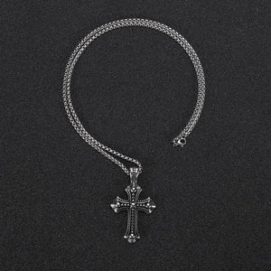 Classic Men Necklaces Punk Jewelry Long Box Chain Vintage Cross Pendant Necklace