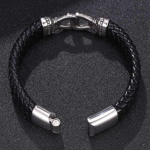 Braided Leather  Stainless Steel Buckle Vintage Bangles