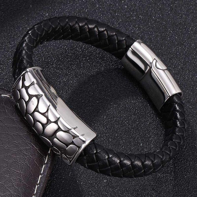 2021 Men Jewelry Punk Black Braided Leather Bracelet