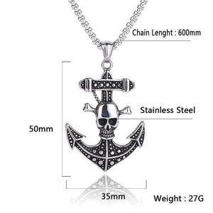 60cm Chain Necklace Stainless Steel Anchor Skull Punk Pendant Necklaces for Men