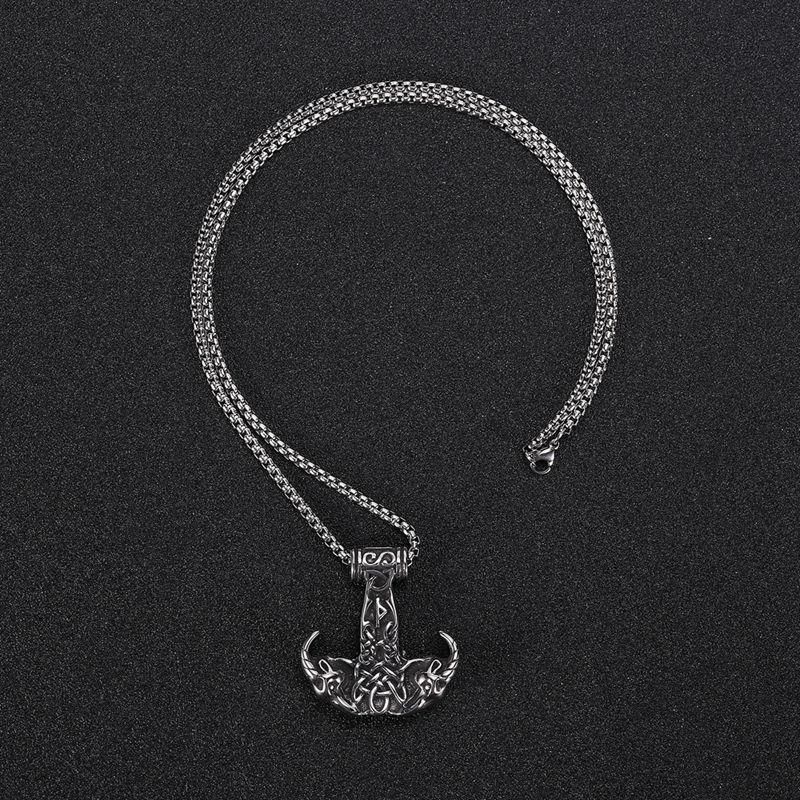Double Goat Head Skull Pendant Necklaces Viking Pirate Amulet Chain Necklace