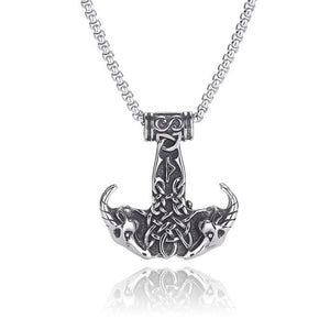 Double Goat Head Skull Pendant Necklaces Viking Pirate Amulet Chain Necklace