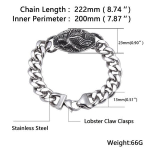 13mm Width Stainless Steel Lobster Claw Clasps Eagle Pattern Hand Bracelets