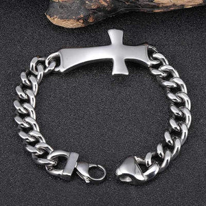 Cross Chain Bracelets Lobster Claw Clasps Silver Stainless Steel Men's Bracelet