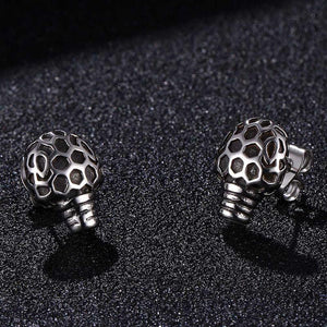 Chic Bulb Shape Stud Earrings Trendy Stainless Steel Silver Ear Studs for Girls