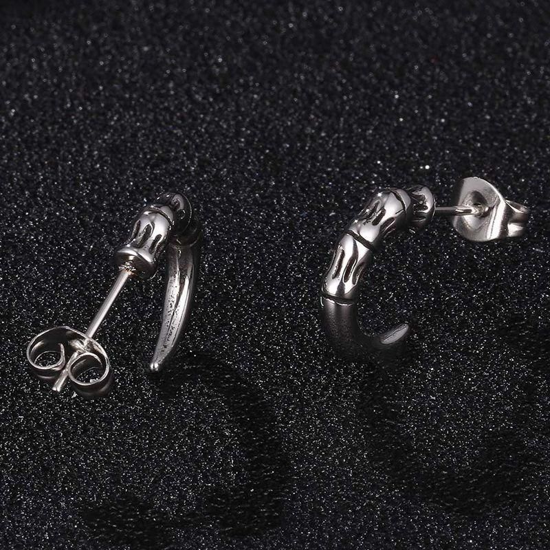 1 Pair Hiphop Hook Shape Stud Earrings Hawk Claw Horns Ear Studs Unisex Jewelry