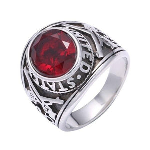 Double Gun Pattern Men's Ring Bright Red Zircon Jewelry Rings Online Stores