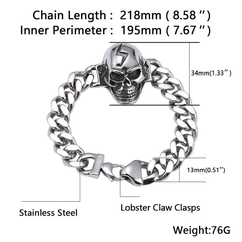 Domineering Men's Jewelry Cuban Link Chain Stainless Steel Skull Bracelets