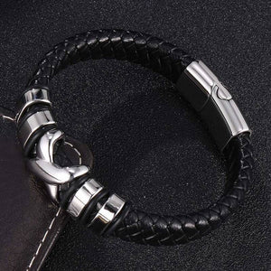 Casual Style Hand-Woven Leather Bracelets with Stainless Beads and Cross Charm