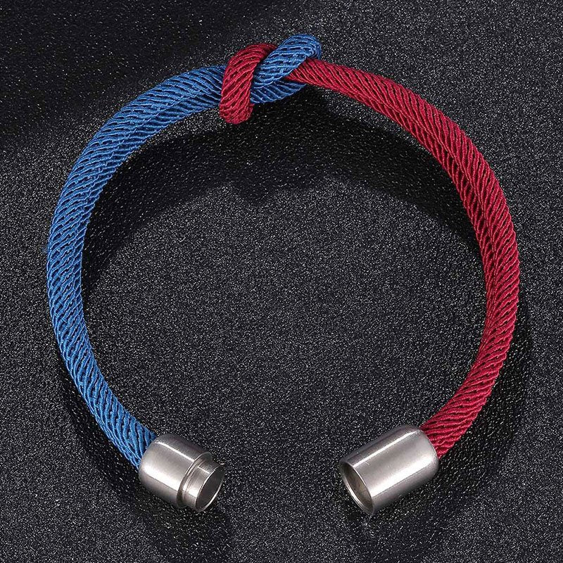 Concentric Knot Bracelets for Couples Minimalist Blue Red Milano Rope Chain