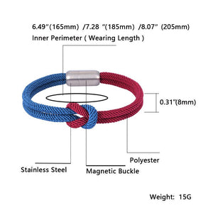 Concentric Knot Bracelets for Couples Minimalist Blue Red Milano Rope Chain