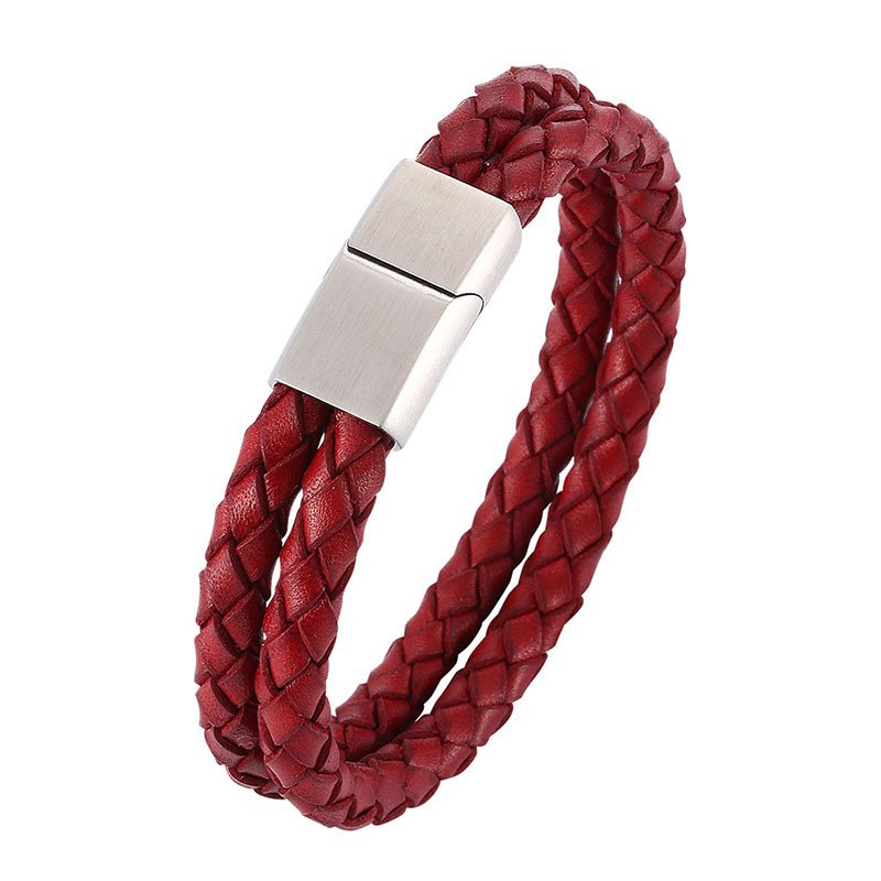 Classic Handwoven Leather Wristband Rope Chain Double Layer Unisex Bracelets