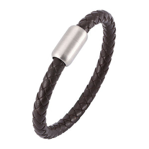 All-match Simple Bracelets for Men Vintage Genuine Leather Braided Wristband