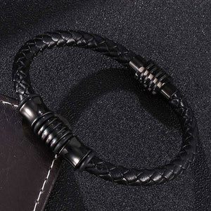 All Black Geometric Bracelets Vintage Leather Cords Bangles Braided Unisex