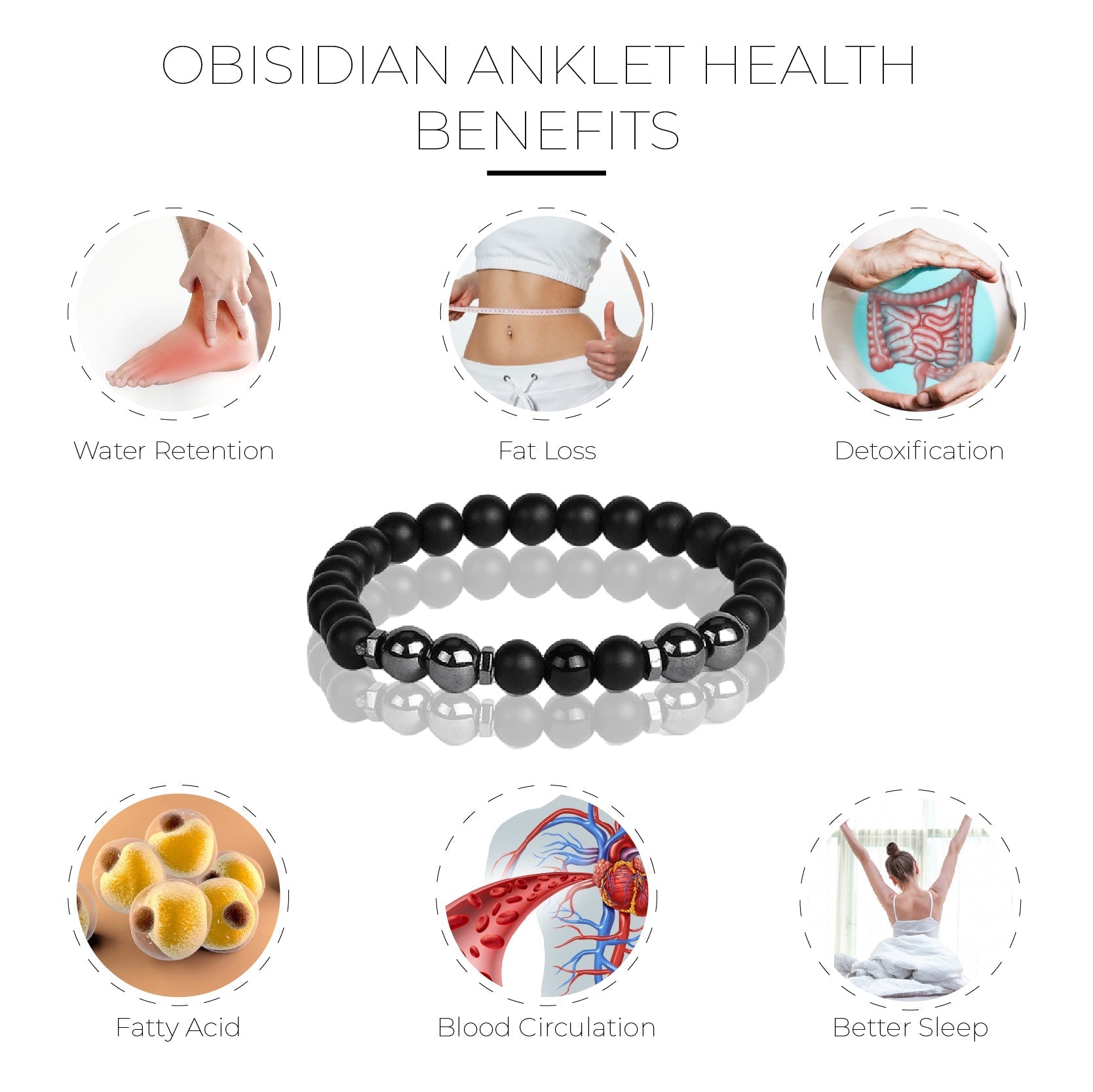 Anti-edema MagneticTherapy Obsidian Anklet（Limited time discount 🔥 last day）